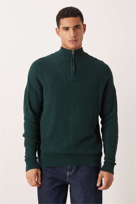 Свободный свитер из трикотажа пике с воротником-воронкой артикул 142349200