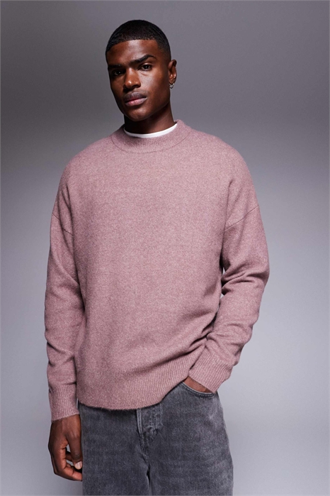 Свитер с круглым вырезом из вязаного материала с эффектом ворсистости, свободного кроя артикул 149996534