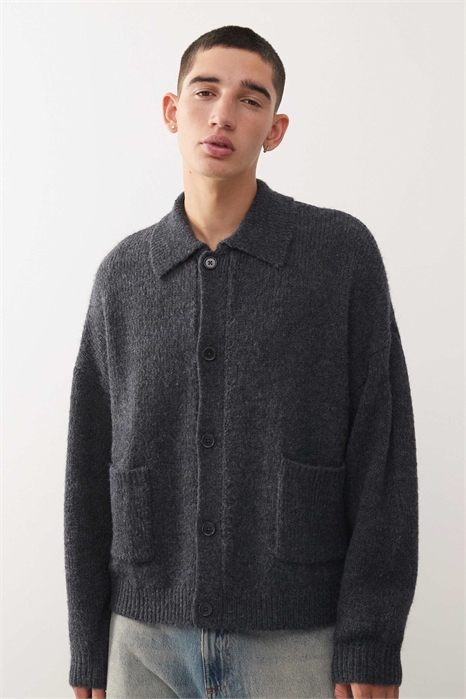 Вязаный кардиган с воротником артикул 143964803