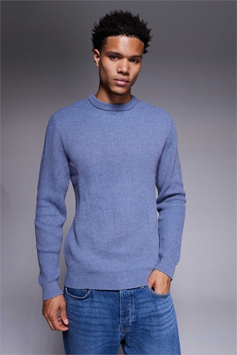 Свитер с ребристой горловиной артикул 151225536