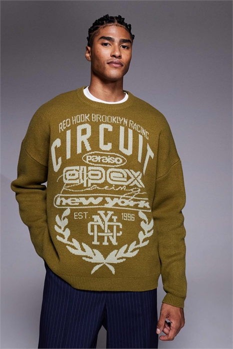 Свитер из трикотажа очень большого размера с надписью «мотокросс» артикул 147621018