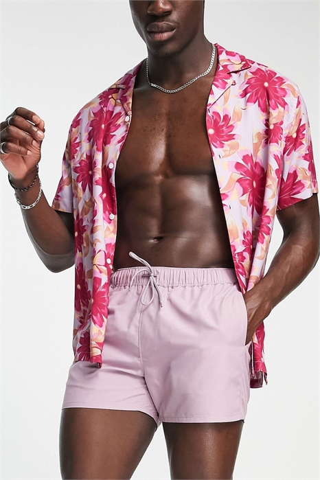 Плавки-шорты короткой длины светло-фиолетового цвета артикул 113598719