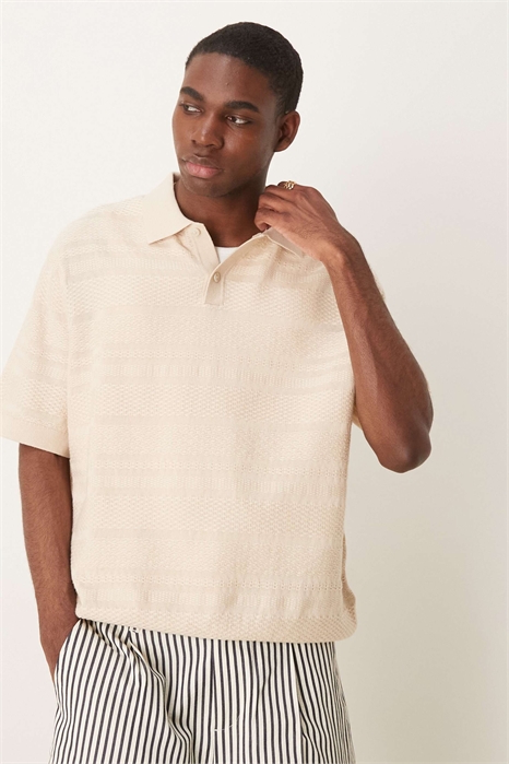 Поло с вязаной текстурой артикул 143246056