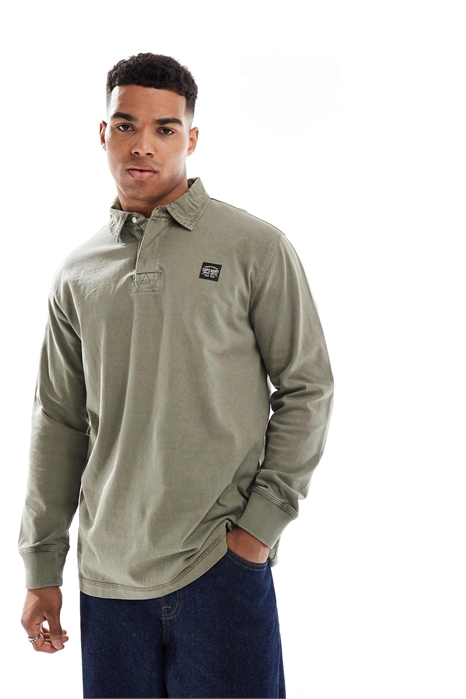 Рубашка в стиле регби с длинными рукавами и контрастной отстрочкой артикул 148278026