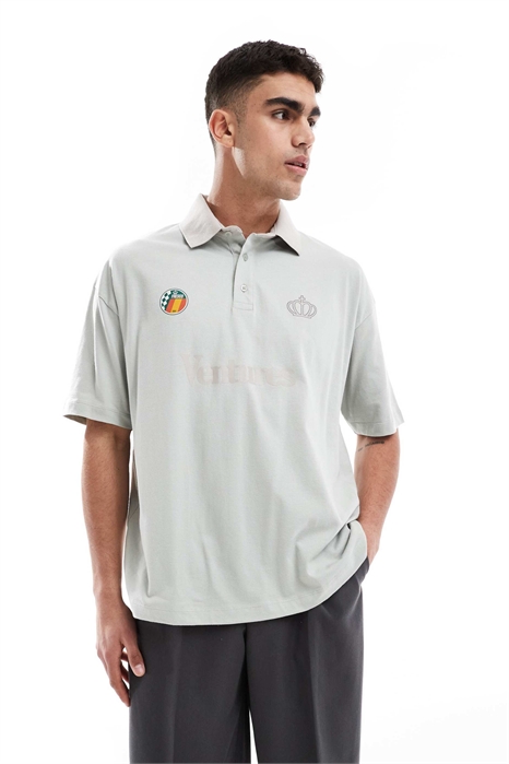 Поло свободного кроя с текстовым принтом артикул 141219290