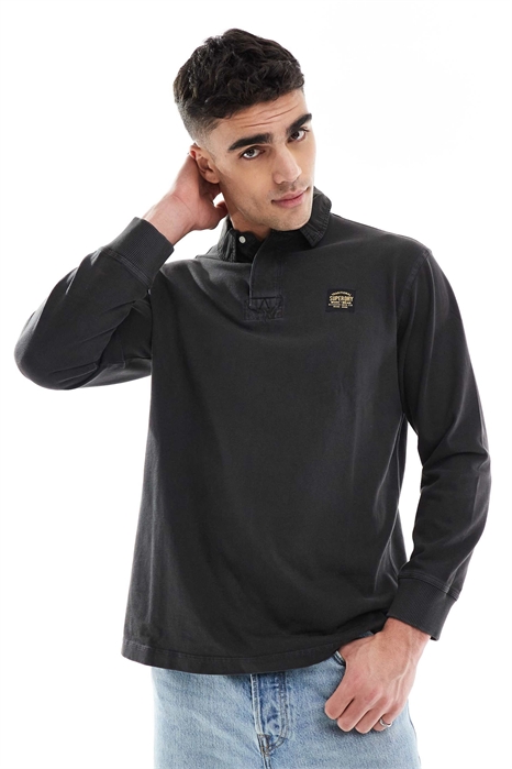 Рубашка в стиле регби с длинными рукавами и контрастной отстрочкой артикул 143517138