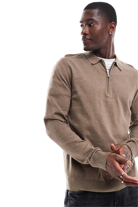 Поло с длинным рукавом и полузастежкой-молнией из 100% хлопка артикул 135483715