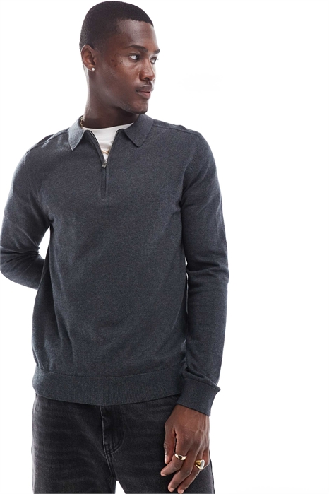 Поло с длинным рукавом и полузастежкой-молнией из 100% хлопка артикул 135482786