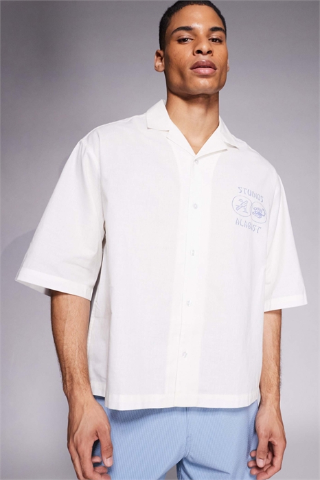 Рубашка с широким воротником артикул 144132915