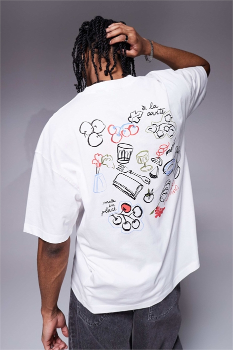 Футболка свободного кроя с летним принтом артикул 142432258