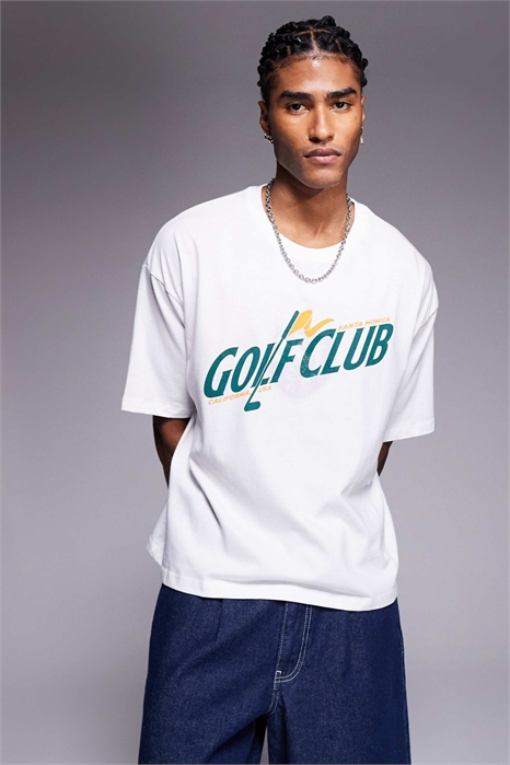 Прямая футболка свободного кроя с принтом в стиле гольфа артикул 143050906