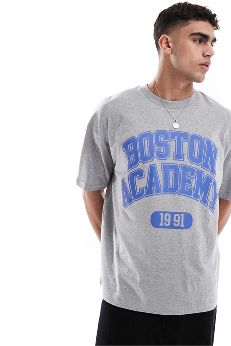 Футболка свободного кроя с принтом в стиле «варсити» на груди артикул 141730926