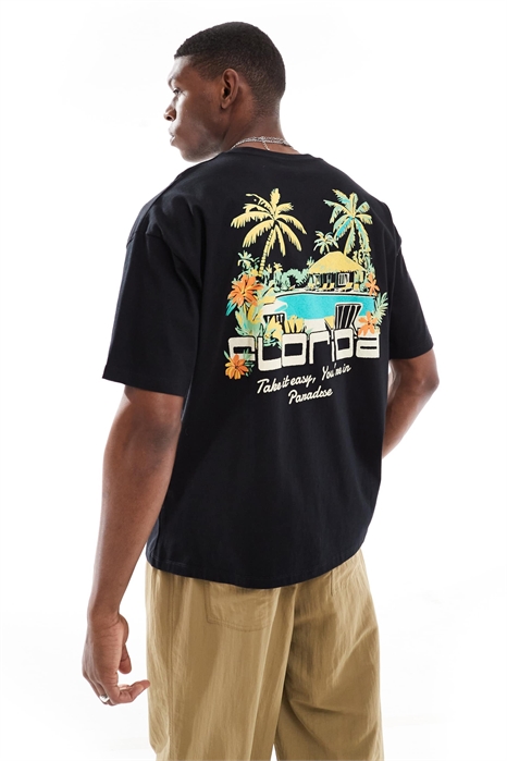 Футболка свободного кроя с летним принтом артикул 143050993