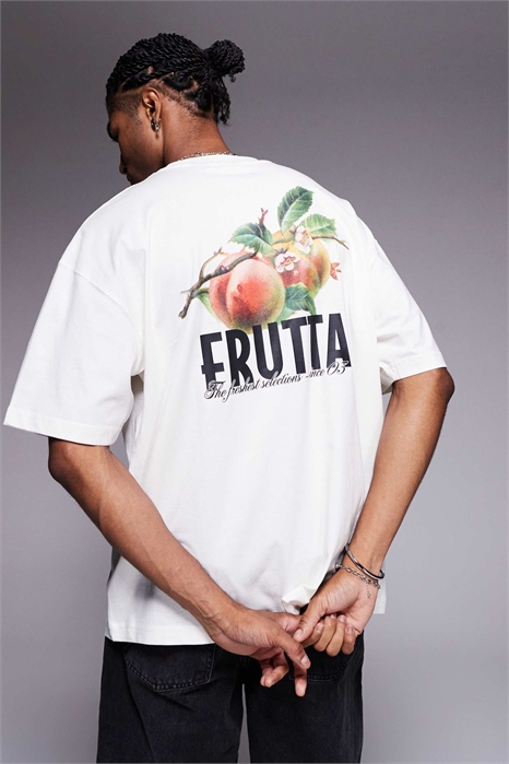Футболка свободного кроя с рисунком в виде фруктов артикул 141525571