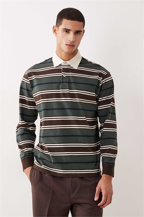 Поло с длинными рукавами в полоску артикул 149595711