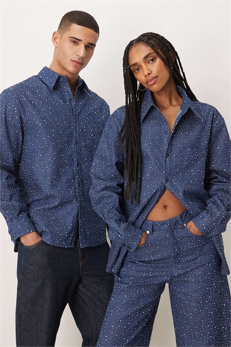 Джинсовая рубашка Unisex Daze с декоративными элементами co-ord артикул 154057295