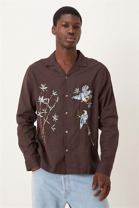 Рубашка свободного кроя с вышивкой артикул 149427580