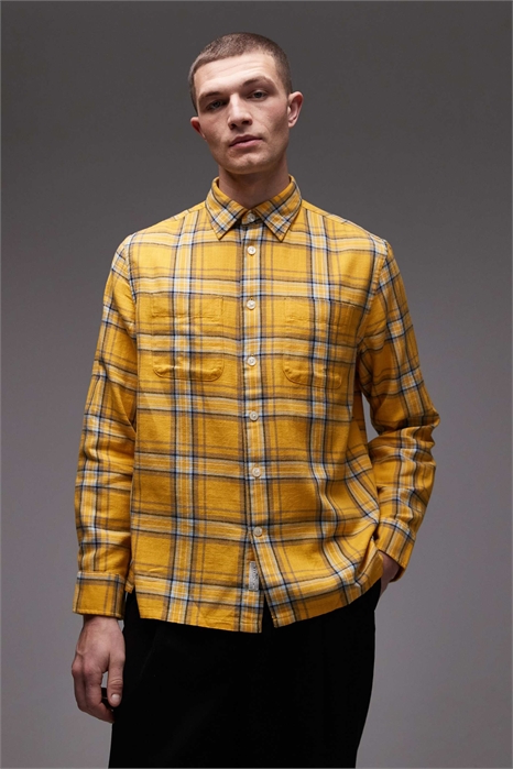 Рубашка свободного кроя с длинными рукавами в клетку из твила артикул 151484300