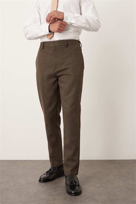 Стильные брюки зауженного кроя с полуэластичным поясом артикул 150268423