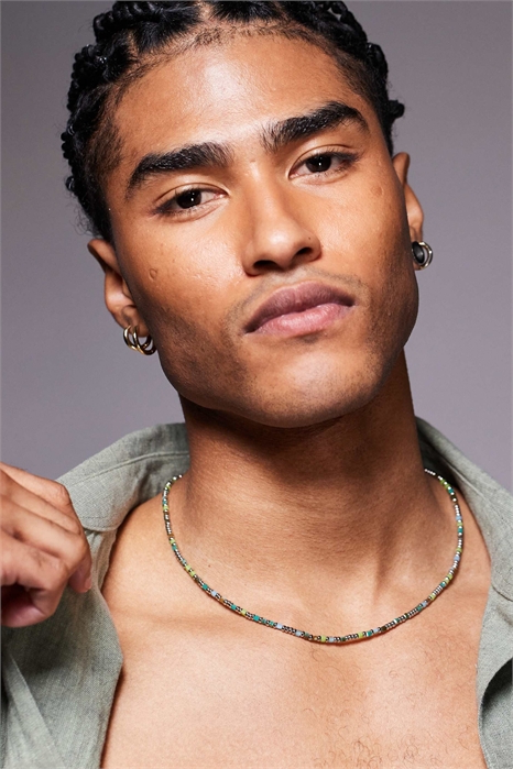 Ожерелье из бисера зеленого цвета артикул 142681230