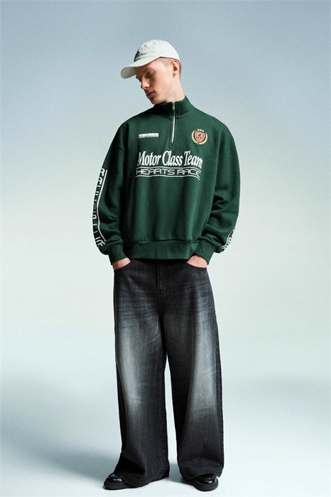 Свитшот с принтом и молнией артикул 151463374