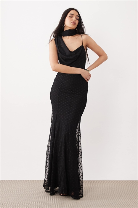 Макси-платье из сетчатой ткани с элементами в виде шарфа артикул 155845574