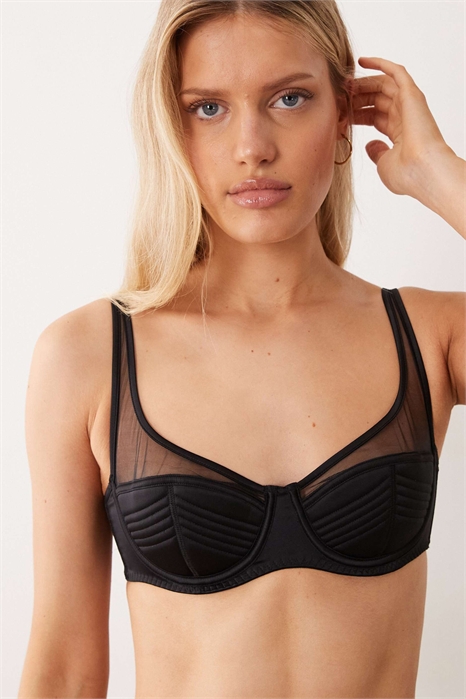 Бюстгальтер с косточками и открытой спинкой «балкончик» с высоким верхом, с стеганым узором из атласа и сетки от Pamela артикул 154642931