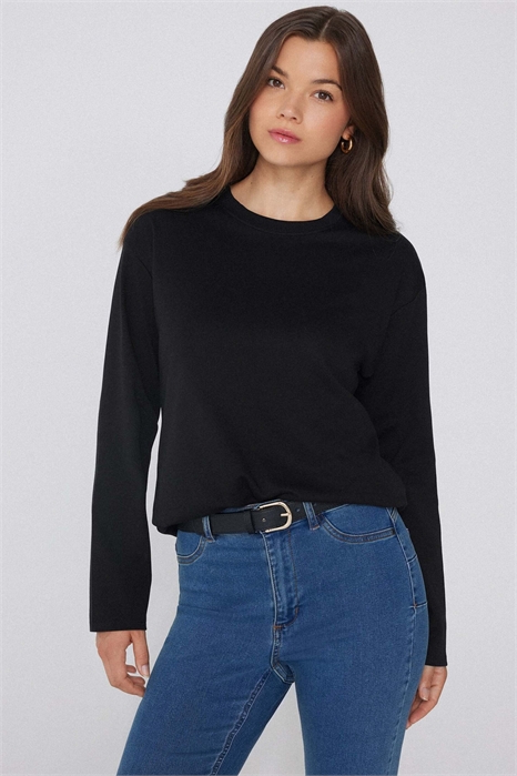 Хлопковая футболка средней плотности с длинным рукавом артикул 156298874