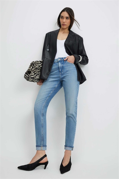 Джинсы средней посадки с эффектом моделирования фигуры артикул 156297754