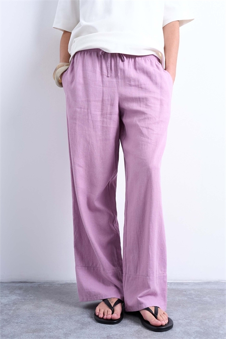 Брюки из льна с прямыми брючинами и широкими манжетами артикул 150832508