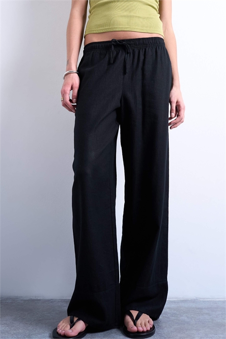 Брюки из льна с прямыми брючинами и широкими манжетами артикул 150832514