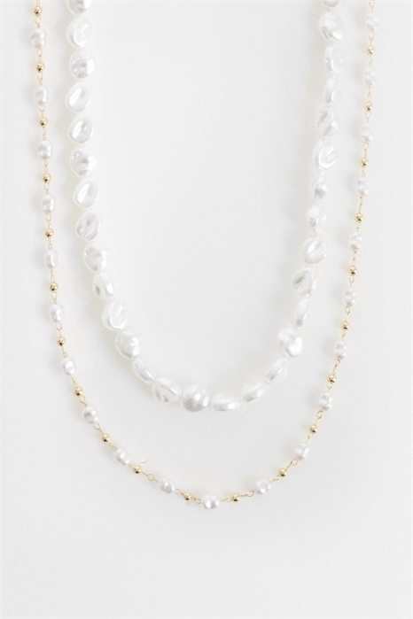 Набор из 2 мини-ожерелий с искусственными пресноводными жемчужинами артикул 155594184