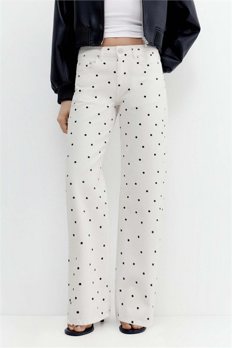 Джинсы с прямыми брючинами в горошек артикул 156379797