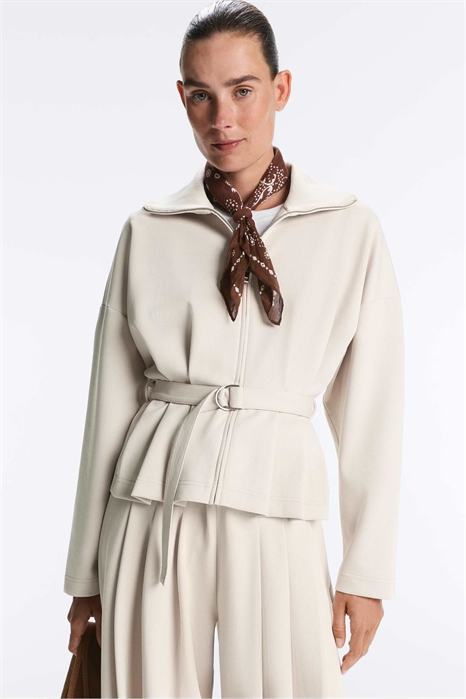 Куртка-пике с ремнем и складками из хлопка артикул 156267924