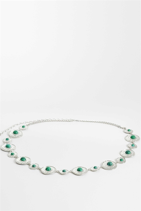 ASOS DESIGN: Пояс с цепочкой и камнями зеленого цвета, подчеркивающий изгиб талии и бедер артикул 155584980