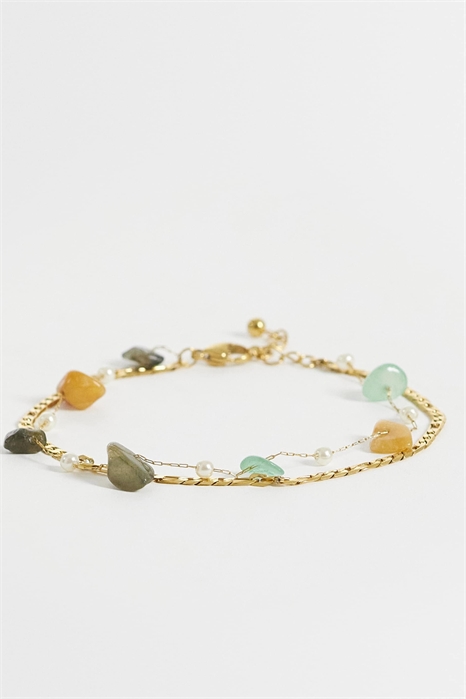 Браслет на лодыжку из нержавеющей стали с полудрагоценными камнями артикул 155639485