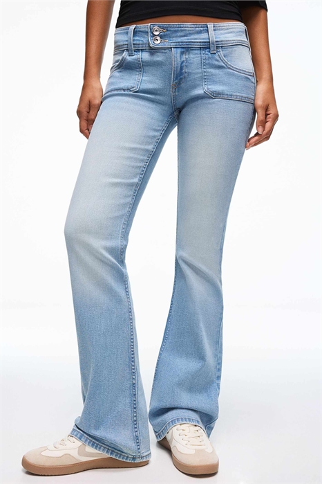 Джинсы с низкой посадкой и расклешенными брючинами артикул 155238540