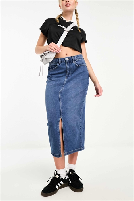 Джинсовая юбка средней длины артикул 132336653