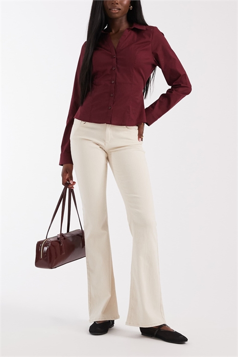 Джинсы с расклешенными штанинами цвета «румянец» артикул 126664939