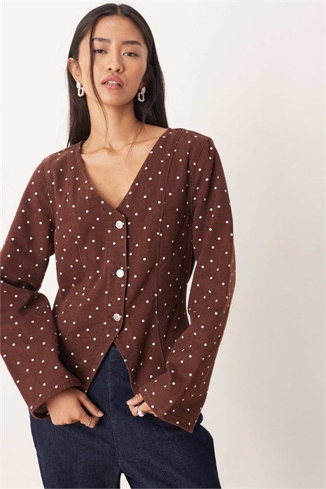 Джинсовая рубашка с длинными рукавами на пуговицах артикул 152320929