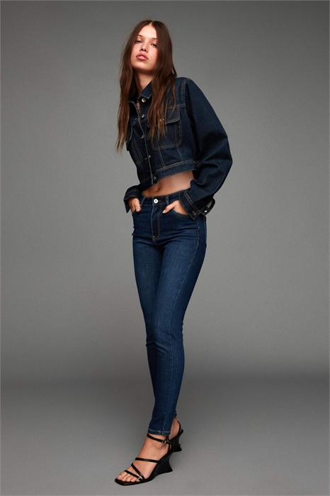 Джинсы-скинни с очень высокой талией из мягкой ткани артикул 150429130