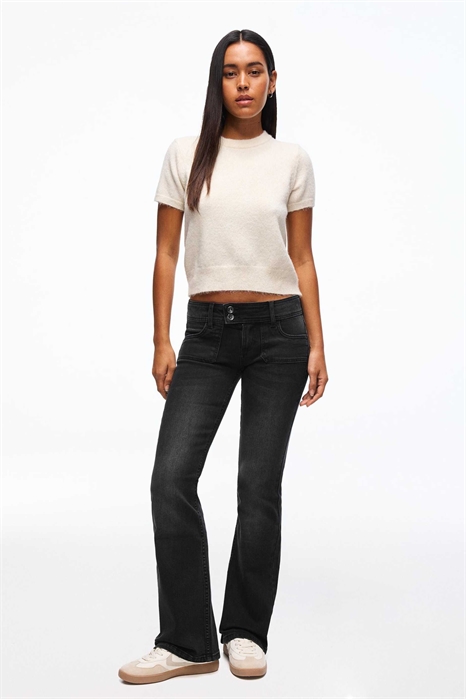 Джинсы с низкой посадкой и расклешенными брючинами артикул 155238536