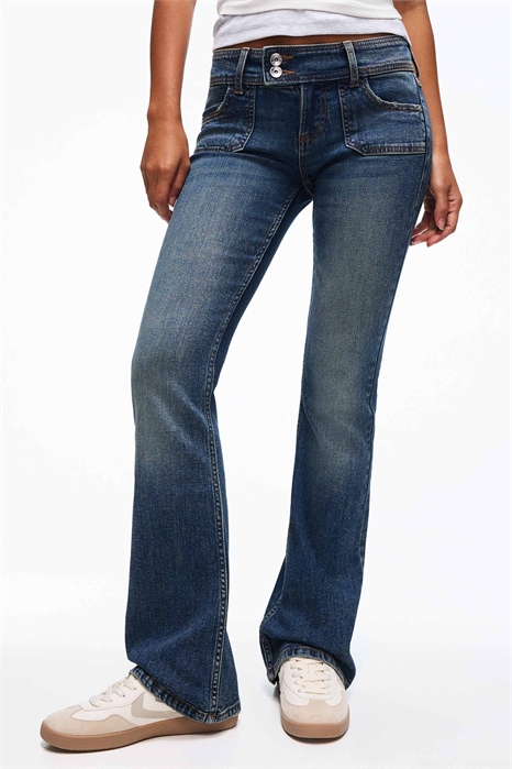 Джинсы с низкой посадкой и расклешенными брючинами артикул 155238537