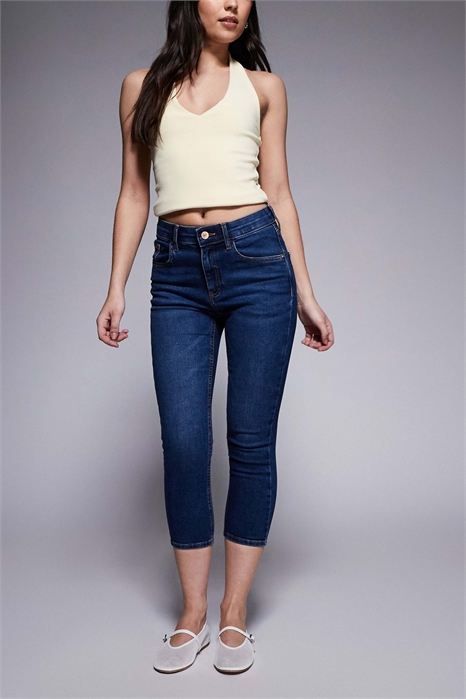 Узкие джинсы-капри артикул 154689993
