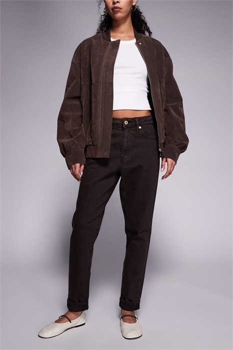 Джинсы «мама» с зауженным кроем артикул 153518239