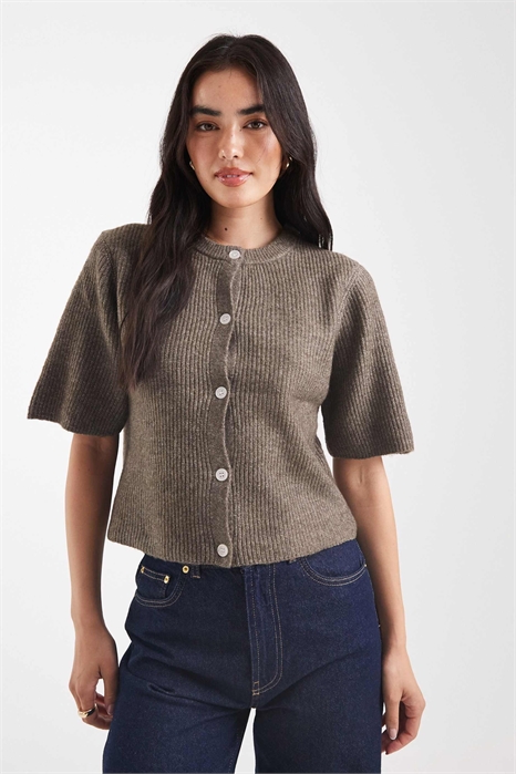 Кардиган прямого кроя с короткими рукавами артикул 147764564