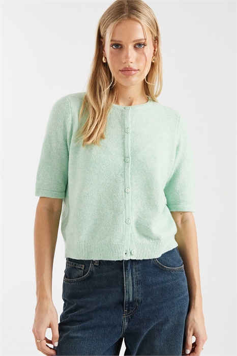 Кардиган с круглым вырезом и короткими рукавами артикул 153084236