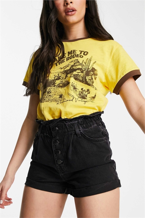 Джинсовые шорты «Куба» в стиле «папербэг» артикул 128993820