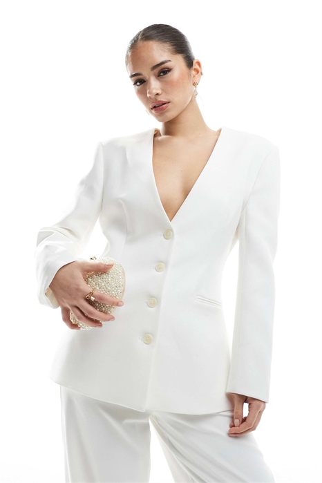 Свадебный блейзер без воротника, скроенный по фигуре co-ord артикул 143701847