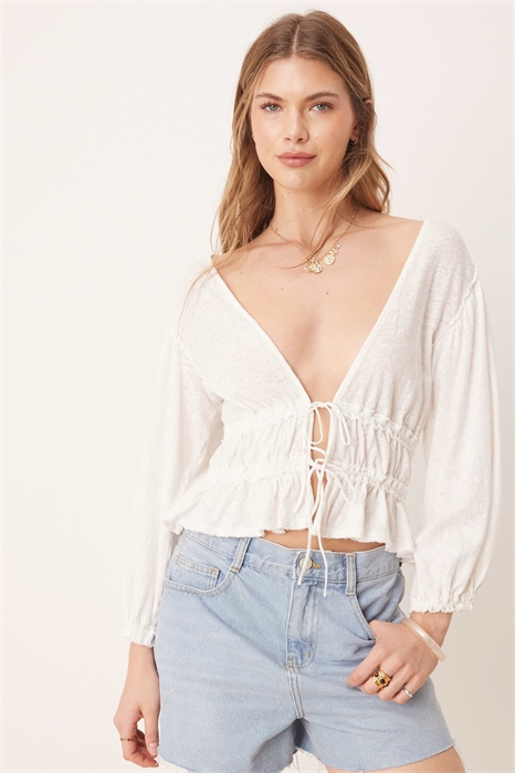 Блузка из джерси с завязками спереди артикул 146836523